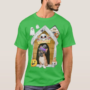 Halloween Frenchie Dog Witch Haunted House T-Shirt