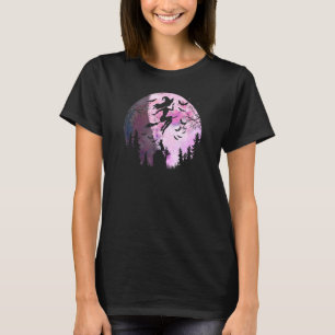 Halloween Frequent Flyer Flying Witch Full Moon Ca T-Shirt