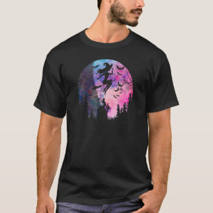Halloween Frequent Flyer Flying Witch Full Moon Ca T-Shirt
