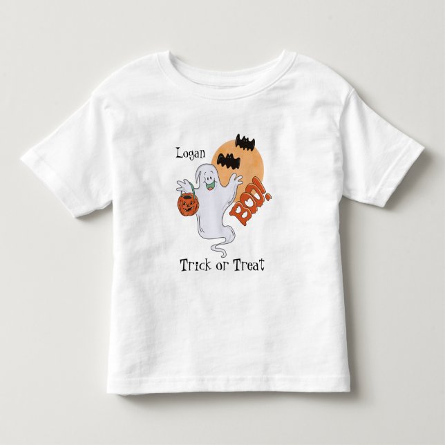 Halloween Friendly Ghost Personalised Toddler T-Shirt (Front)