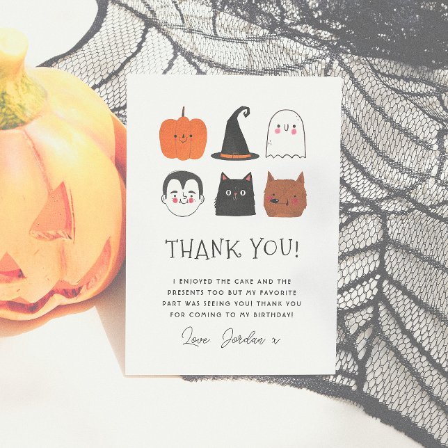 Halloween Friends Cute Modern Birthday Thank You (Creator Uploaded)