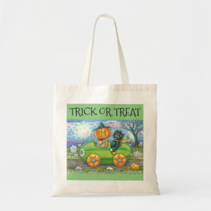 HALLOWEEN FRIENDS, JACK & BLACK CAT TRICK OR TREAT TOTE BAG