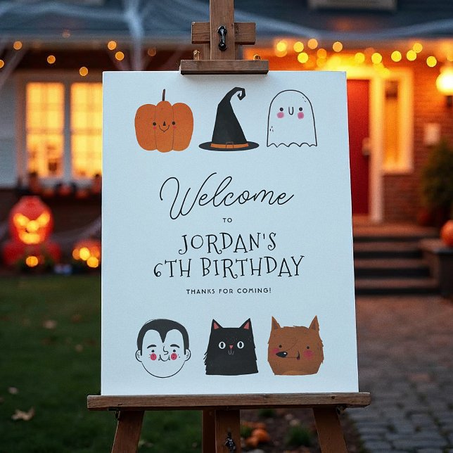 Halloween Friends Modern Birthday Welcome Sign (Creator Uploaded)