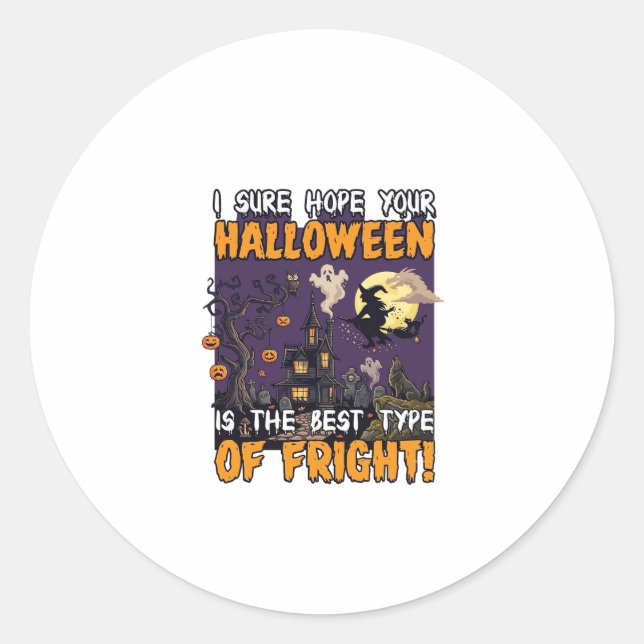 Halloween Fright Haunted House Witch Ghost_1 Classic Round Sticker (Front)