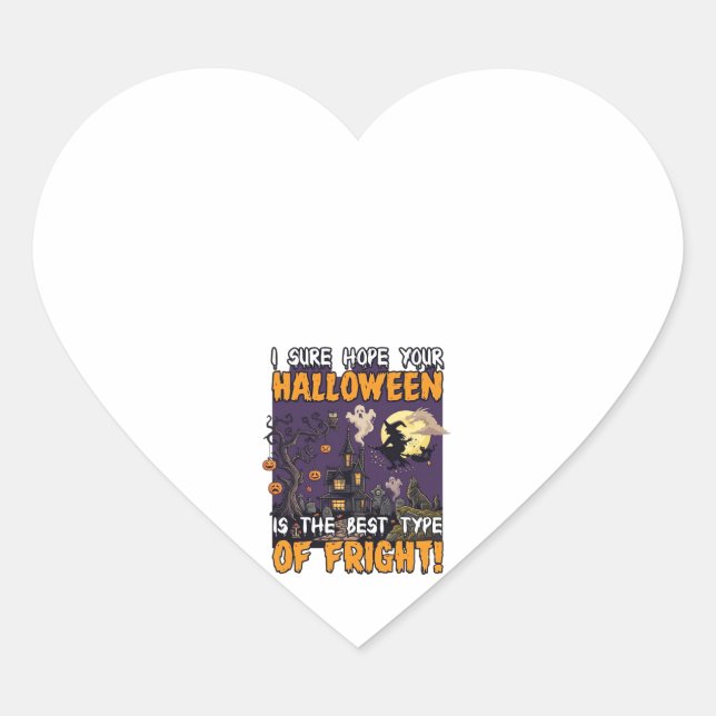 Halloween Fright Haunted House Witch Ghost_1 Heart Sticker (Front)