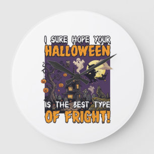 Halloween Fright Haunted House Witch Ghost_1 Large Clock