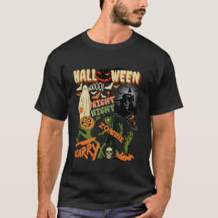 Halloween Fright Night Zombie Scary Pumpkin Ghost  T-Shirt