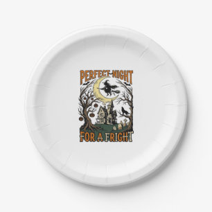 Halloween Fright Witch Vintage Haunted Night Tee_1 Paper Plate
