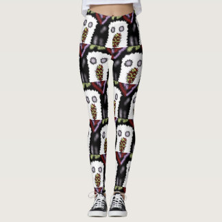 Halloween Frighten U Ghost Red Purple Black Green Leggings