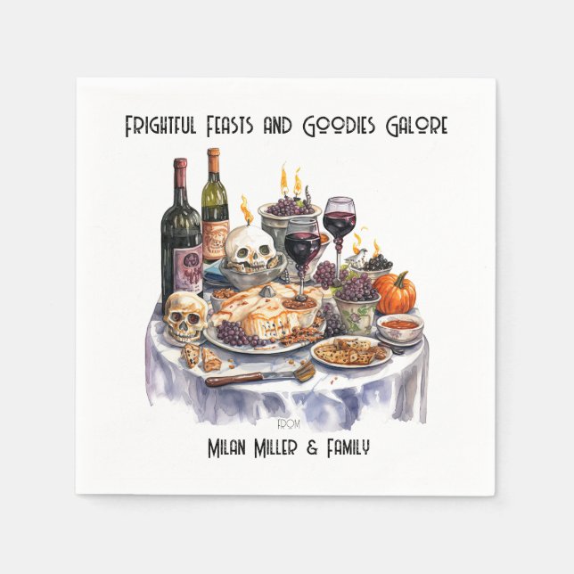 Halloween Frightful Feasts Paper Napkin (Front)
