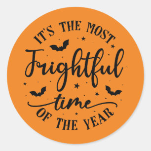 Halloween frightful time word art classic round sticker