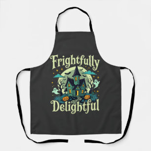 Halloween Frightfully Delightful Haunted House Vec Apron