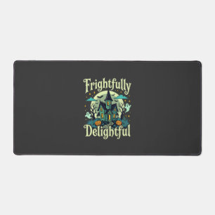 Halloween Frightfully Delightful Haunted House Vec Desk Mat