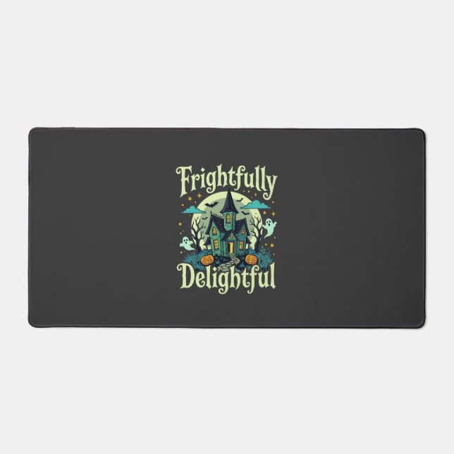 Halloween Frightfully Delightful Haunted House Vec Desk Mat (Front)