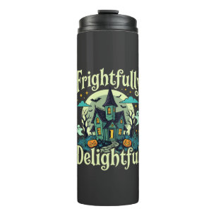 Halloween Frightfully Delightful Haunted House Vec Thermal Tumbler