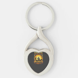 Halloween Frights Haunted House Full Moon Pumpkins Key Ring