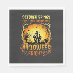 Halloween Frights Haunted House Full Moon Pumpkins Napkin
