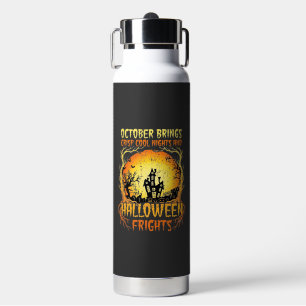 Halloween Frights Haunted House Full Moon Pumpkins Water Bottle