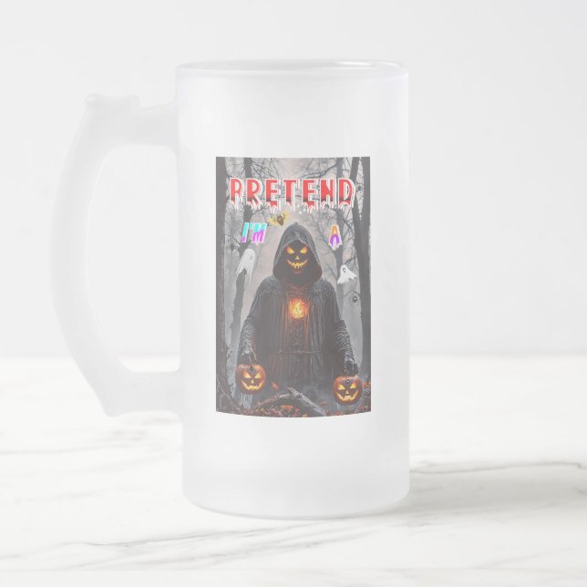 Halloween Frosted Glass Beer Mug (Left)