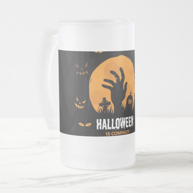 Halloween Frosted Glass Beer Mug (Front Left)