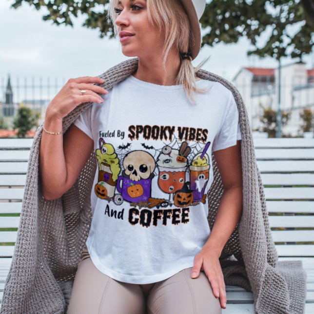 HALLOWEEN FUELED BY SPOOKY VIBES AND COFFEE ☕ T-Shirt (Creator Uploaded)