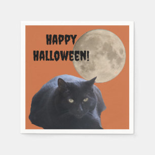 Halloween Full Moon Black Cat Napkin