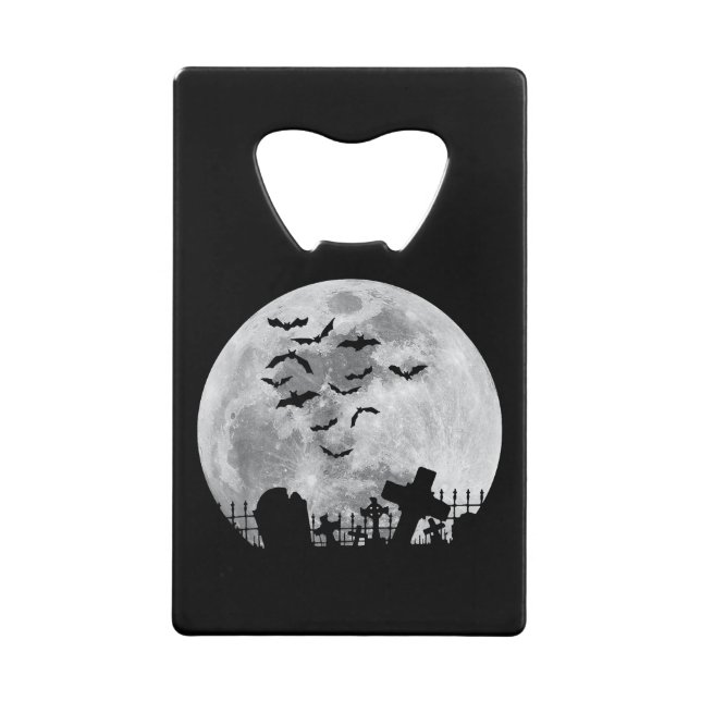 Halloween Full Moon Cemetery Graveyard Spooky Bats (Front)