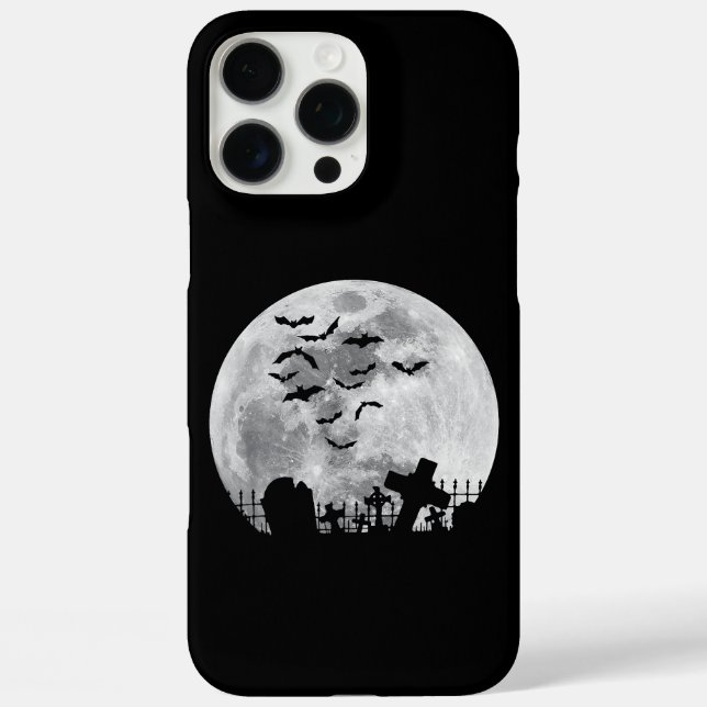 Halloween Full Moon Cemetery Graveyard Spooky Bats Case-Mate iPhone Case (Back)