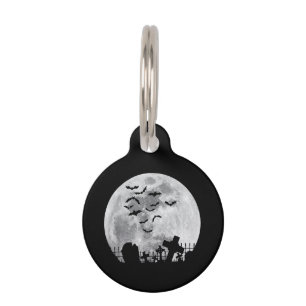 Halloween Full Moon Cemetery Graveyard Spooky Bats Pet Tag