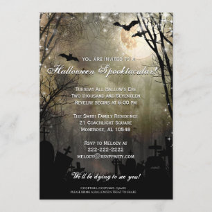 Halloween Full Moon Graveyard Party Invitation