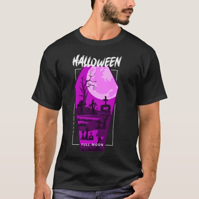 Halloween Full Moon Graveyard T-Shirt (Front)