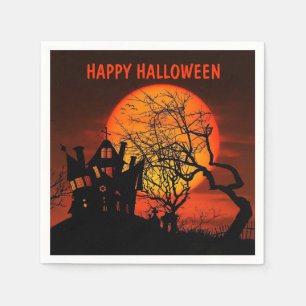 Halloween Full Moon Haunted House Horror Night Nap Napkin