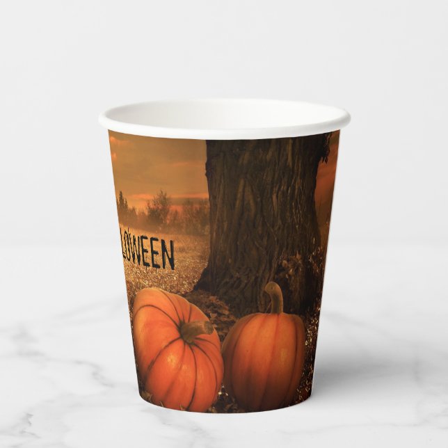 Halloween Full Moon Haunted House Horror Night Paper Cups (Back)