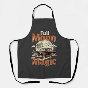 Halloween Full Moon Magic Vintage Car Apron