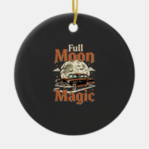 Halloween Full Moon Magic Vintage Car Ceramic Tree Decoration