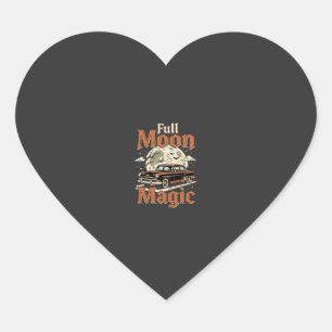 Halloween Full Moon Magic Vintage Car Heart Sticker