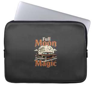 Halloween Full Moon Magic Vintage Car Laptop Sleeve