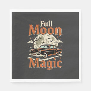 Halloween Full Moon Magic Vintage Car Napkin