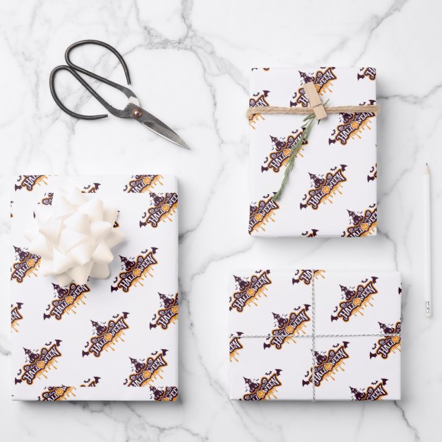 Halloween Full Moon Witch Spooky House  Wrapping Paper Sheet (Front)