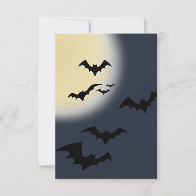 Halloween Full Moon With Bats Card (Front)