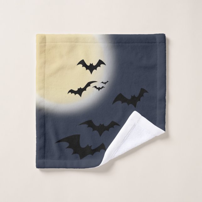 Halloween Full Moon With Bats Wash Cloth (Wash Cloth)