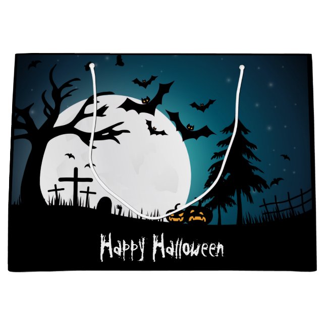 Halloween Fullmoon Graveyard Large Gift Bag (Front)