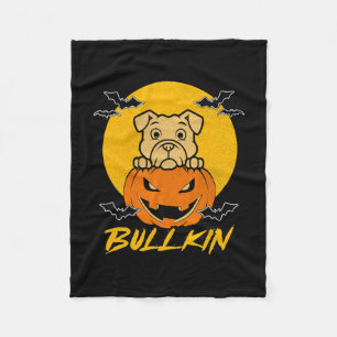 Halloween Fun Bulldog Halloween Pumpkin Costume Fleece Blanket
