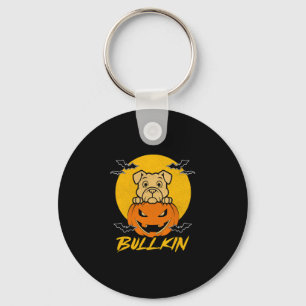 Halloween Fun Bulldog Halloween Pumpkin Costume Key Ring