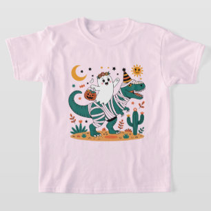 Halloween Fun! Ghost on Wrapped T-Rex with Candy  T-Shirt