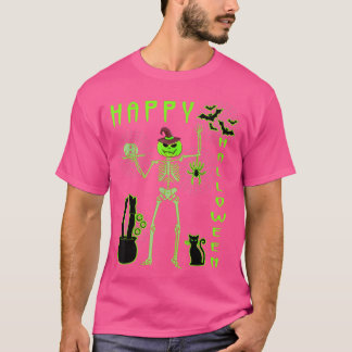 Halloween Fun Pan Pumpkin Skeleton Outfit Design T-Shirt