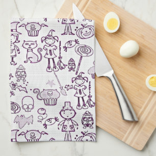 Halloween Fun Purple Tea Towel