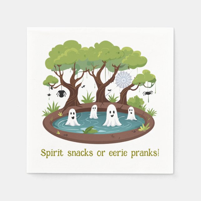 Halloween Fun Swamp Full Of Ghosts Napkin (Front)