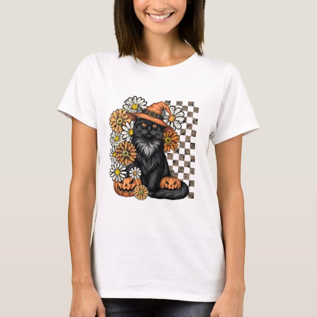 Halloween Fun T-Shirt - Black Cat (Front)