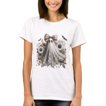 Halloween Fun T-Shirt - Lace Ghost - Wht2 - Fall